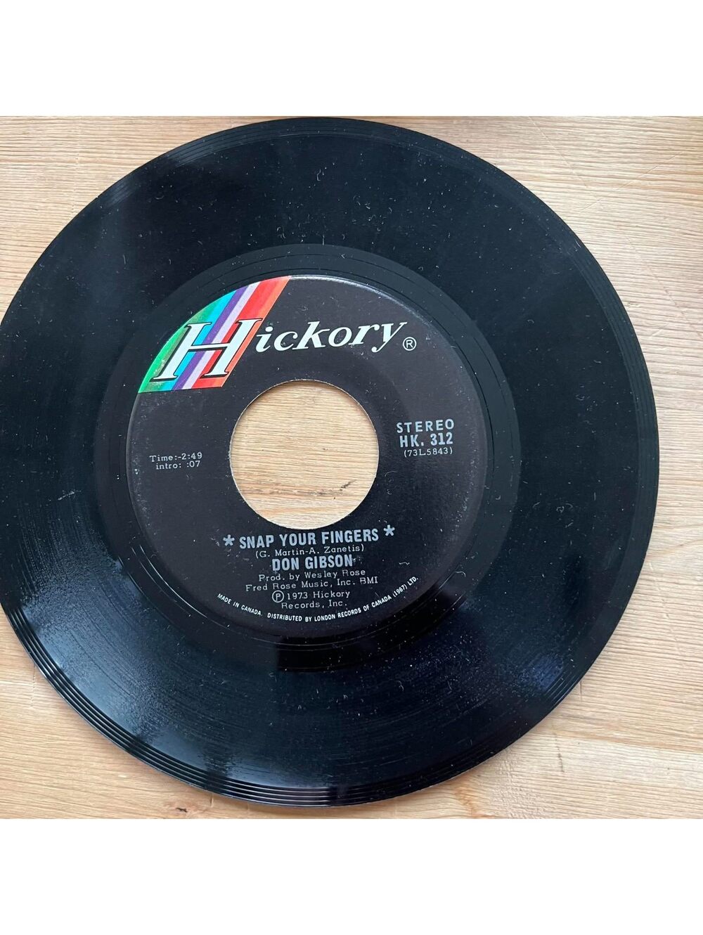 Don Gibson - Snap your Finger/Love is a Lonesome Thing 45rpm VG+ R16